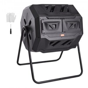Kompostavimo būgnas , 162,7 l, su dviem kameromis, PP ir Q235B plienas, 74 x 63 x 96 cm