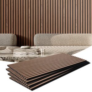Akustinės sienų plokštės , MDF, riešuto spalva, 120 x 60 x 2,1 cm, 4 vnt.
