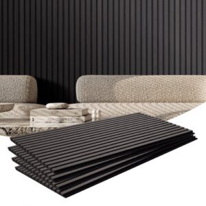 Akustinės sienų plokštės su lentjuostėmis , MDF, juodas ąžuolas, 120 x 60 x 2,1 cm, 4 vnt.