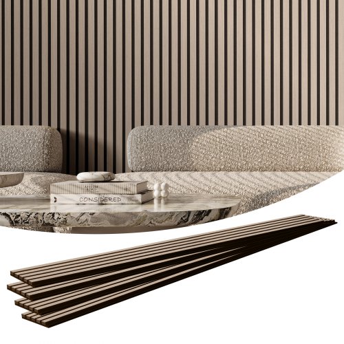Akustinės sienų lamelių plokštės , MDF, sidabro medžio spalva, 240 x 20 cm, 4 vnt.