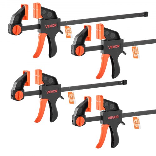 Puusepänpuristimet, 2 kpl 304,8 mm ja 2 kpl 152,4 mm, yhden käden F-puristin, 70 kg, muovi ja teräs