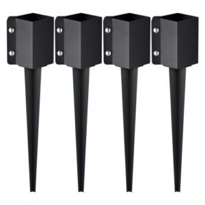 Posti ankur maapinnasega, 4 tk, 610 mm, must metallist