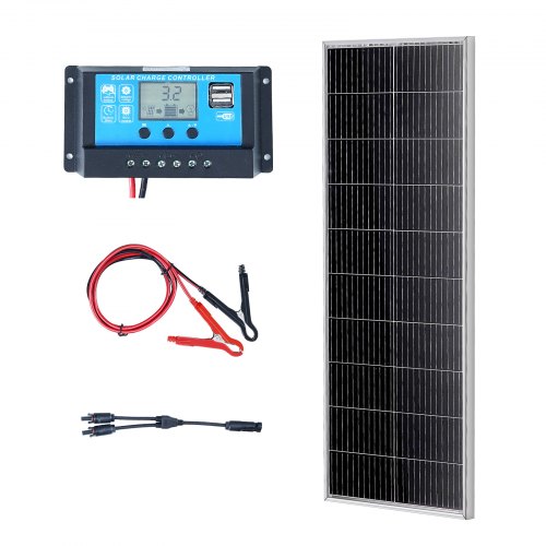 100 W monokristalliline päikesepaneelide komplekt, 12 V paneel ja laadimiskontroller