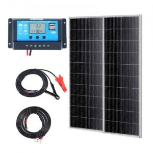 200 W monokristalliline päikesepaneelide komplekt, 2 tk koos laadimiskontrolleriga