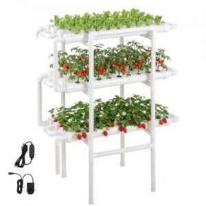 Hidroponiskās audzēšanas sistēmas komplekts, 3 līmeņi, 108 vietas, UPVC caurules