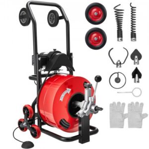 Vamzdžių valymo mašina 30 m x 19 mm, automatinio padavimo kanalizacijos sraigtas, 6 peiliai