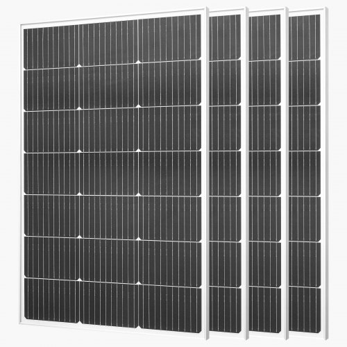 4 vnt. 100 W monokristaliniai saulės moduliai, aliuminio rėmas, MC4 išvestis