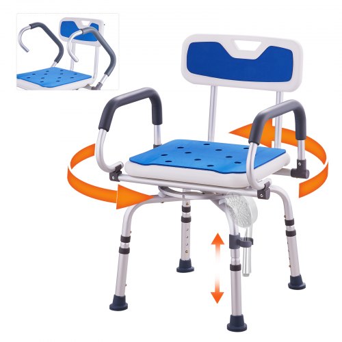 Grozāms dušas krēsls 360°, regulējams ar roku balstiem, 180 kg, modelis FBL650326