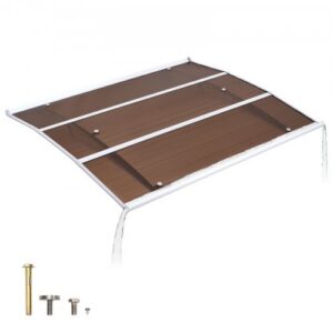 Durų stogelis 94 x 121 cm, polikarbonatinis, rudas, su ABS laikikliais ir drenažu
