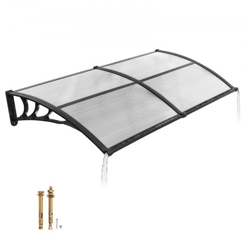 Oven markiisi 97 x 198 cm polykarbonaattipaneelilla, ABS-kiinnikkeillä ja vedenpoistolla, kirkas