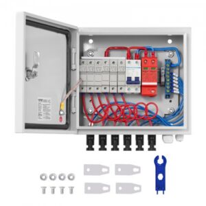 6 gijų saulės kolektorių jungiamoji dėžė, 15 A saugiklis, 125 A automatinis jungiklis, SP-HL-S252810-15A