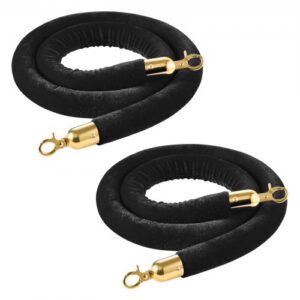 2 tk mustad sametist tõketerope, 1,5 m, kuldsete konksudega