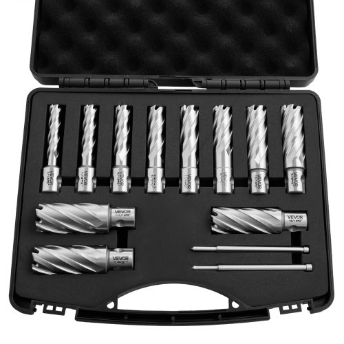 Žiedinių frezų rinkinys KD-13-01-A, 13 vnt., HSS, 11,11-26,98 mm, magnetiniams gręžtuvams
