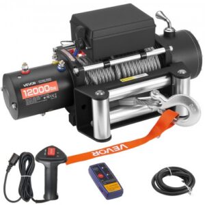 Elektrinė gervė, 5400 kg, 12 V DC, su Φ9,1 mm x 24 m plieniniu lynu, belaidis ir laidinis valdymas