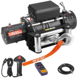 Elektrinė gervė, 6100 kg, 12 V DC, 9,5 mm x 24 m plieninis lynas, belaidis ir laidinis valdymas