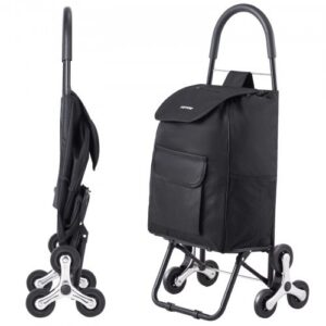 Laiptinis vežimėlis „Trolley Dolly“, 36 l sulankstomas pirkinių vežimėlis, juodas