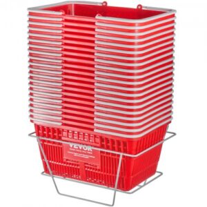 Ostukorvide komplekt, 20 tk, 21 l vastupidav plastkorv käepideme ja alusega, punane