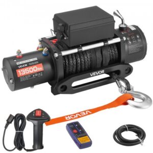 Elektrinė gervė 6100 kg, 12 V DC, su sintetiniu lynu 9,5 mm x 26 m, belaidis ir laidinis valdymas
