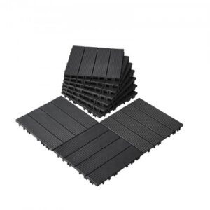 Lukustuvad terrassiplaadid, 10 tk, 300 x 300 mm, 0,93 m2, plast, veekindel, välipõrandakate, tumehall