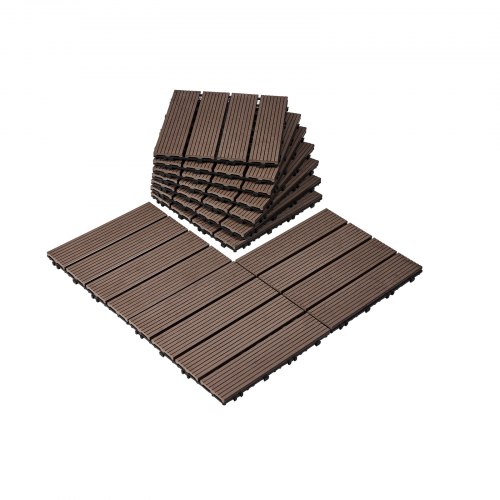 Lukittuvat terassilaatat, 27 kpl, 300 x 300 mm, tummanruskea
