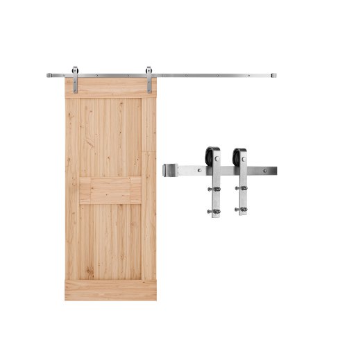 244 cm liukuovin kalustesarja, kantavuus 150 kg, sopii 107–122 cm leveään ja 3,5–4,4 cm paksuun yhden liukuoven käyttöön