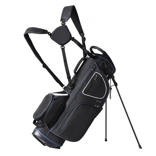Golfkärrylaukku LS-95216, 14-osainen jakaja, 11 taskua, 33 x 22 x 89 cm, musta / valkoinen