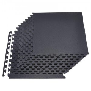 Dėlionės tipo mankštos kilimėlis, 12 vnt., 610 x 610 x 14 mm, juodas