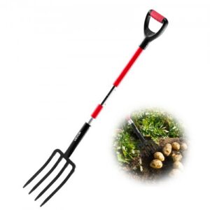 4 piiga aiahark klaaskiust varrega, 1140 mm raske töö jaoks Y-kujulise käepidemega, sepistatud terasest kaevamishark
