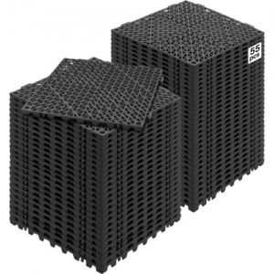 Modulaarne lukustuv 55-osaline drenaažimattide komplekt, 30 x 30 cm, must