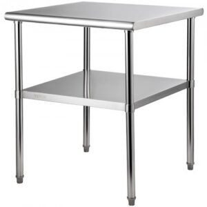 Ruostumattomasta teräksestä valmistettu valmistelupöytä, 76,2 x 76,2 x 91,4 cm, 362 kg kantavuus