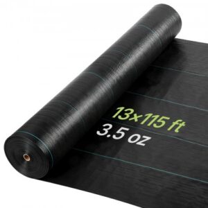 Sunki weed barrier audinys, 13 x 115 ft, 3,5 oz, juodas