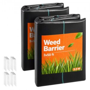 Divu ruļļu nezāļu barjeras audums, 0,9 x 15,2 m, 90,7 g, melns