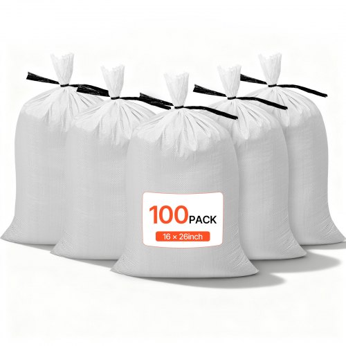 Tyhjät hiekkasäkit, 100 kpl, 40 x 66 cm, kestävät sidottavat hiekkasäkit, 22,6 kg kantavuudella, kudotut polypropeenihiekkasäkit