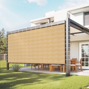 90% päikesesirm, 3,66 x 6,10 m pergola kattekangas roostevabade aasadega, 160 GSM HDPE, beež