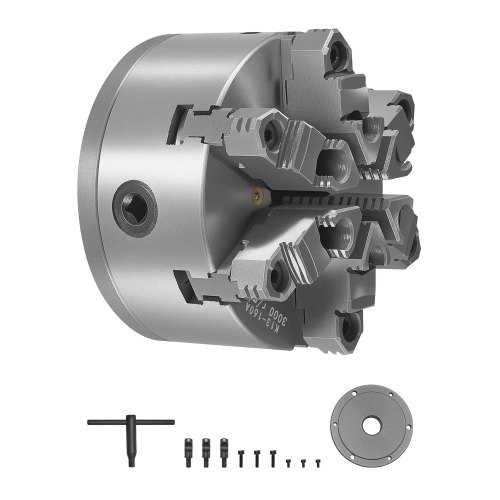 6-leukainen sorvin istukka, 160 mm, itsekeskittävä D1-4 cam lock -takalevyllä, 3-145 mm kiristysalue, HT300-materiaali