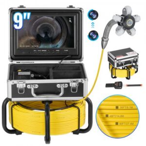 Kanalisatsioonikaamera 512 Hz lokaatoriga, 50 m, isetasanduv, 23 cm 1080p HD ekraan, 36x suum, 12 LED-tulega