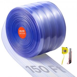 Läbipaistev PVC ribkardin, 45,72 m x 20 cm, sooniline plastist ukseribade rull, ukseavadele