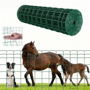 Taluvõrkaed, 1 x 20 m, 1000 x 1000 mm võrgusilm, 2,1 mm tsingitud terastraat, PVC-kattega, roheline