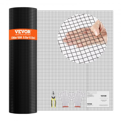 Vielos tinklas, 36 col. x 50 pėd. cinkuotas ritinys, 19 gauge, juoda vinilo danga