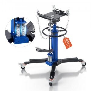 Hidraulinis transmisijos domkratas, 1322 lbs / 0,6 t, teleskopinis, su kojiniu pedalu, 88–176 cm