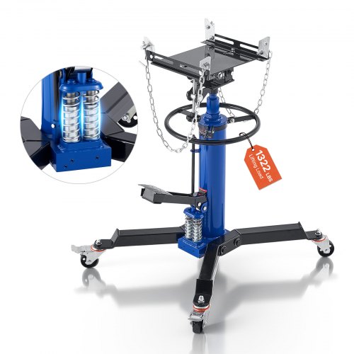 Hidraulinis transmisijos domkratas, 1322 lbs / 0,6 t, teleskopinis, su kojiniu pedalu, 88–176 cm