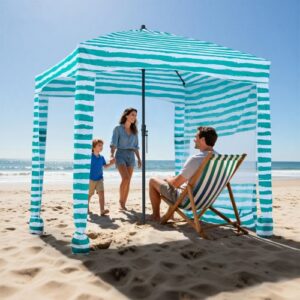 Rannakabaan, 1,83 x 1,83 m rannavarikatus külgseinaga, UPF 50+, rohelistiibuline