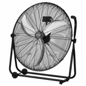 Tööstuslik töökoja ventilaator, 762 mm põrandatrumliventilaator, 20388,1 m³/h, 3 kiirust, 360° kallutus, must
