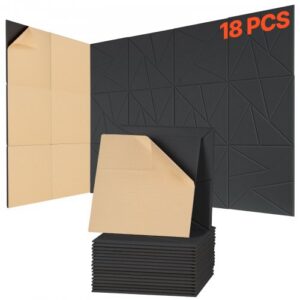 18-osaline ise kinnituv akustiliste paneelide komplekt, 300 x 300 x 10 mm, must