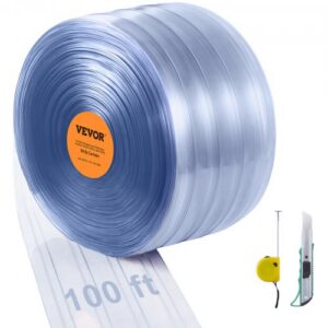 Läbipaistev PVC ribakardin, 30,5 cm laius, 3 mm paksus, 3048 cm rull