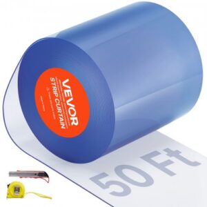 Läbipaistev PVC ribakardin, 15 m x 20 cm, plastist ukseriba rull, sügavkülma ja jahutiruumi ukseavadele