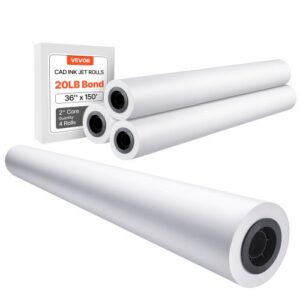 Lai vormipaber, 914,4 mm x 45,7 m ploteripaber, 4 rulli CAD-paberirulle 50,8 mm südamikuga, 80 g/m² bond-paber