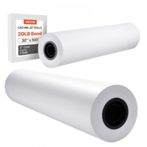 Lai formaat paber, 762 mm x 152,4 m plotterirull, 2 rulli CAD sidepaberit, 76,2 mm südamik, 80 g/m²