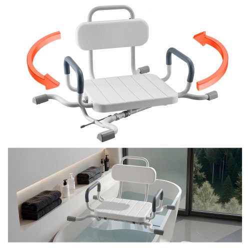 Pagriežams dušas krēsls ar roku balstiem un atzveltni, 100 kg, modelis FBL650506