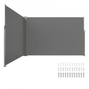 Ievelkams sānu markīzs, 200 x 600 cm, pelēks